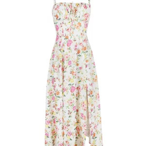 2024 Y2K Floral Print Midi Dress - Spaghetti Strap, Slit, Summer Party & Grunge Outfits