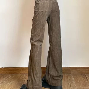 American Vintage Baddie Style Lace Up Cargo Pants - Y2K Grunge High Waist Straight Leg Trousers