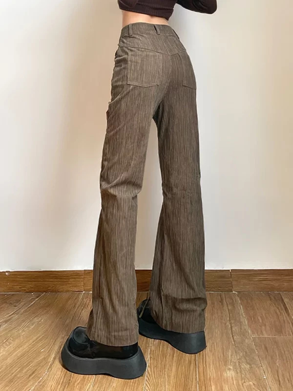 American Vintage Baddie Style Lace Up Cargo Pants - Y2K Grunge High Waist Straight Leg Trousers