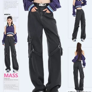 American Vintage Trashy Y2k Fashion Streetwear Straight Denim Cargo Pants