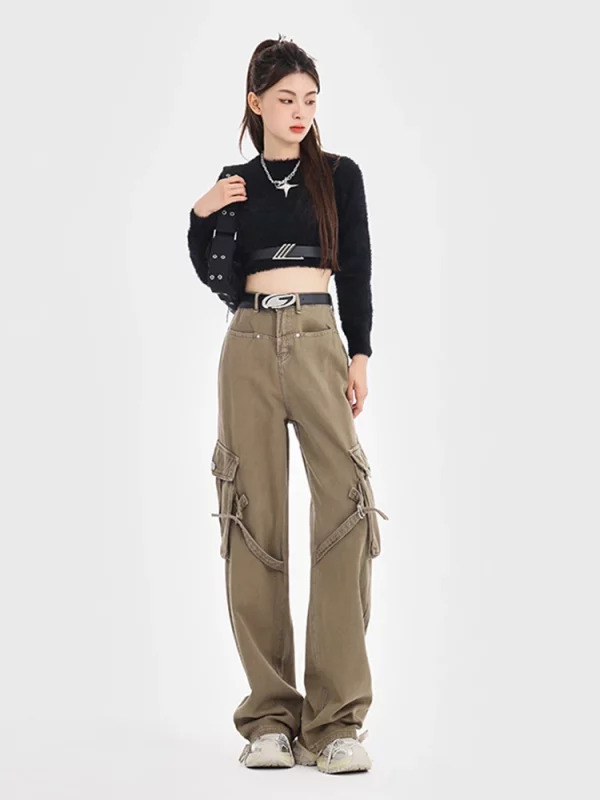 American Vintage Trashy Y2k Fashion Streetwear Straight Denim Cargo Pants