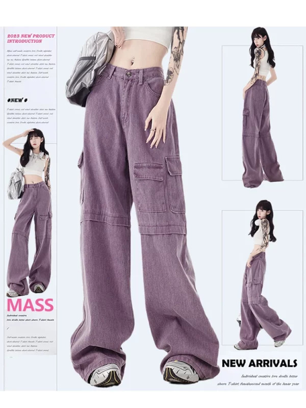 American Vintage Trashy Y2k Streetwear Baggy Denim Cargo Pants - Grunge Jeans Aesthetic Cyber Punk Hip-pop