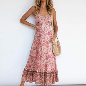 Boho Blossom Floral Maxi Dress - Y2K, 90s, Grunge, Summer, Backless, Prom,