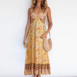 Boho Blossom Floral Maxi Dress - Y2K, 90s, Grunge, Summer, Backless, Prom,