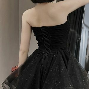 Elegant Black Tulle Princess Dress - Perfect for Proms, Weddings, and Summer Parties