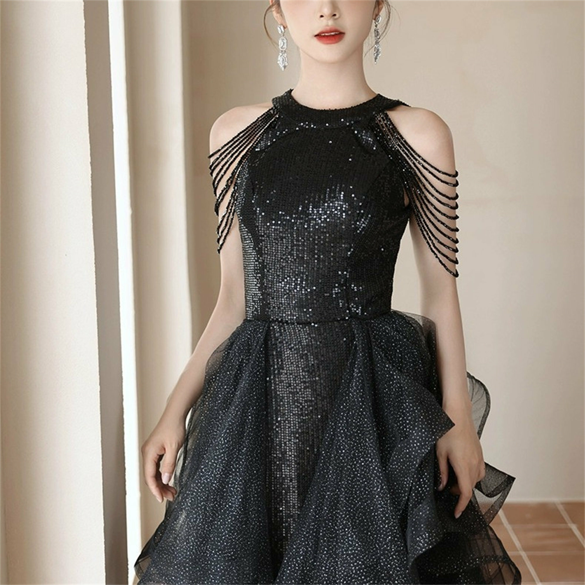 Elegant Fairy Tulle Halter Dress - Shiny Homecoming, Birthday, and Formal Ball Gown