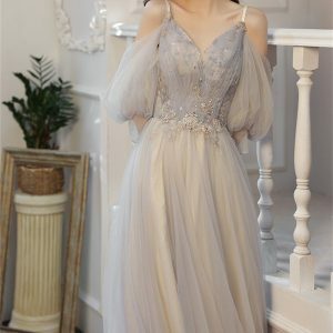 Elegant Tulle Slip Princess Dress - Fairy Long Prom, Exquisite Formal Homecoming, Wedding Banquet