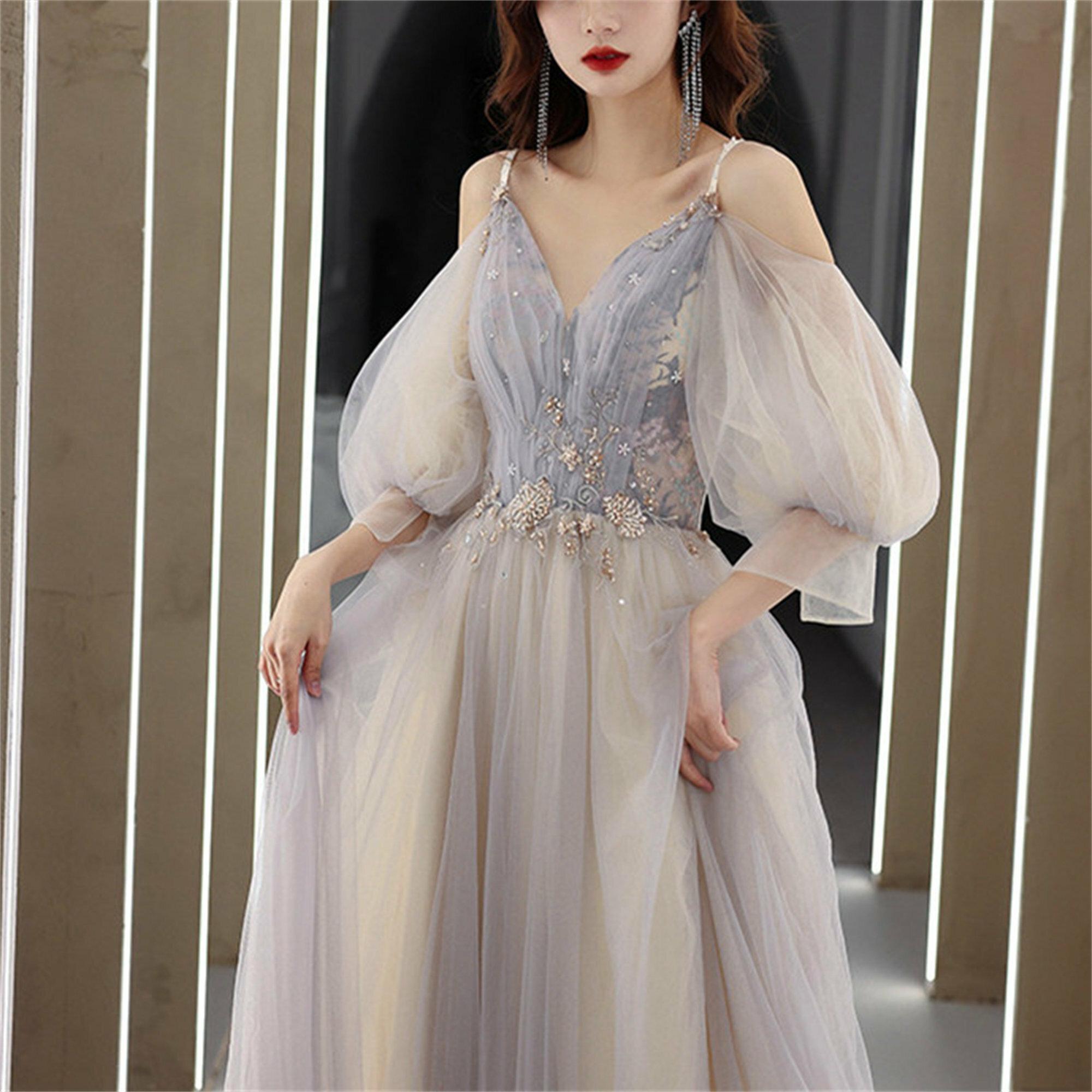 Elegant Tulle Slip Princess Dress - Fairy Long Prom, Exquisite Formal Homecoming, Wedding Banquet