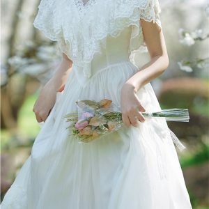 Elegant White Tulle Lace Fairy Dress - Victorian, Wedding Guest, Prom, Bridesmaid, Formal Banquet