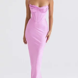 High Quality Y2K Summer Maxi Bodycon Dress - Pink Satin Party Dress, Sexy 90s Fashion, Wedding Night Outfit