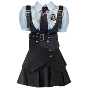 Japanese Dark Academia JK Gyaru Y2k 3-Piece Set: Short Sleeve Shirt, Vest, Mini Skirt