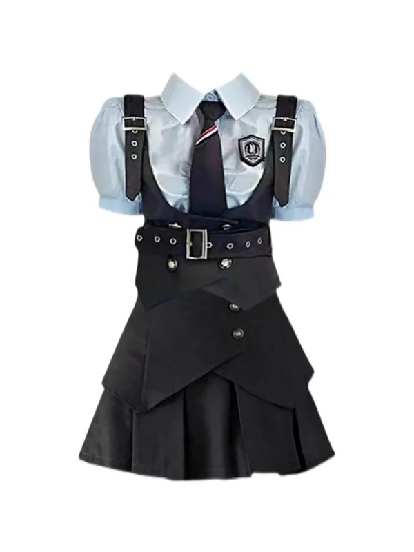 Japanese Dark Academia JK Gyaru Y2k 3-Piece Set: Short Sleeve Shirt, Vest, Mini Skirt