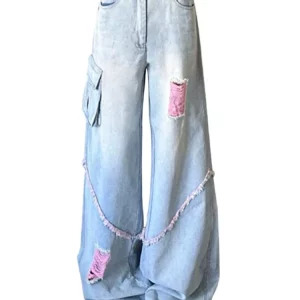 Japanese Hip-Pop Y2K Streetwear Ripped Denim Pants - Grunge Baggy Jeans