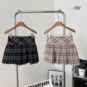 Japanese Y2k Preppy Style Plaid Mini Pleated Skirt Shorts - Gyaru Harajuku Aesthetic Vintage JK