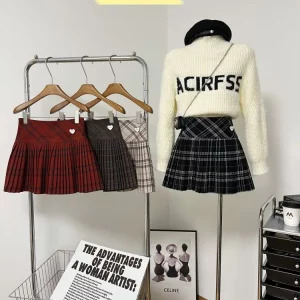 Japanese Y2k Preppy Style Plaid Mini Pleated Skirt Shorts - Gyaru Harajuku Aesthetic Vintage JK