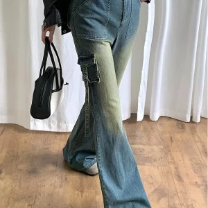 Korean Vintage High Waist Denim Pants - Kpop Flare Jeans - Gyaru Bell Bottom Jeans - Y2k A