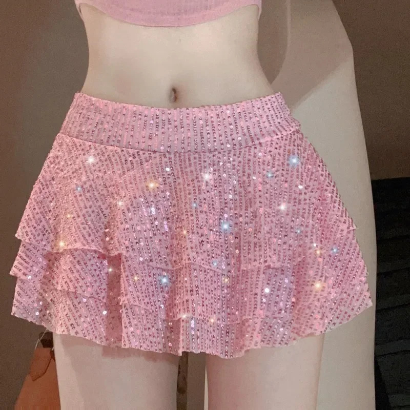 New 2024 Y2K Glitter Sequin Pleated Mini Skirt - Sexy Party, Club, and Streetwear Fashion