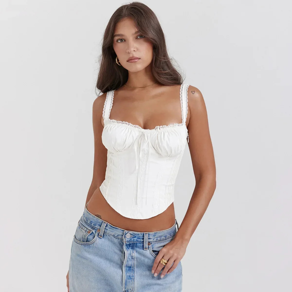 Sexy Y2K Lace Crop Top - Retro 90s Grunge Summer Club Outfit for Women