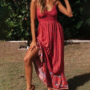 Summer Bohemian Blossom Swing Dress - Y2K, 90s, Grunge, Floral, Backless, Chic,