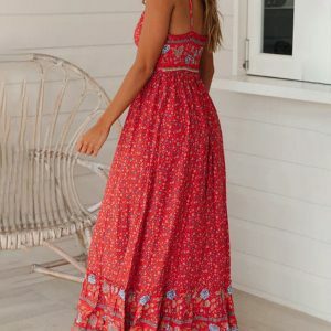 Summer Bohemian Blossom Swing Dress - Y2K, 90s, Grunge, Floral, Backless, Chic,