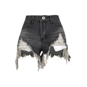 Summer Women Dark Academia 2000s Gyaru Jean Shorts - Low Rise Tassels Ripped Denim Hot Pants