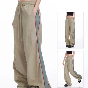 Vintage Patchwork Long Trousers: Y2K Streetwear Baggy Loose Casual Drawstring Joggers