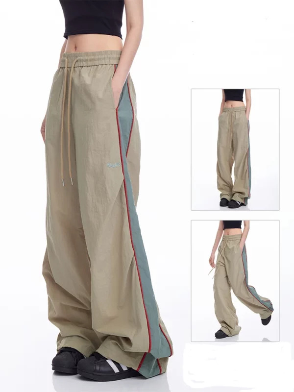 Vintage Patchwork Long Trousers: Y2K Streetwear Baggy Loose Casual Drawstring Joggers