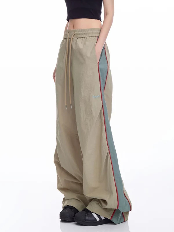 Vintage Patchwork Long Trousers: Y2K Streetwear Baggy Loose Casual Drawstring Joggers