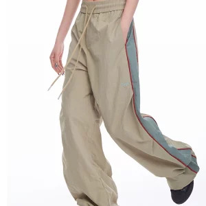 Vintage Patchwork Long Trousers: Y2K Streetwear Baggy Loose Casual Drawstring Joggers