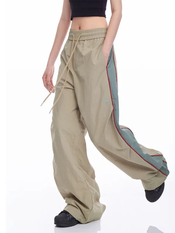 Vintage Patchwork Long Trousers: Y2K Streetwear Baggy Loose Casual Drawstring Joggers