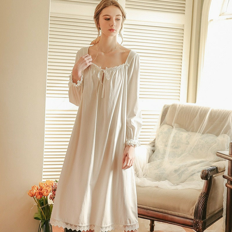 Vintage White Dress | Romantic Victorian Nightgown | Elegant Sleepwear | Chic Lingerie