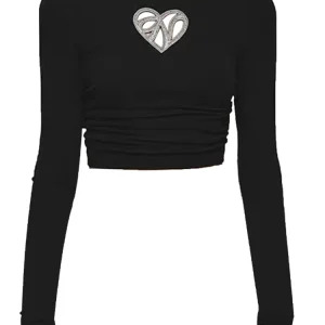 Y2K Aesthetic Backless T-Shirts - O-Neck Long Sleeve Crop Tops for Women