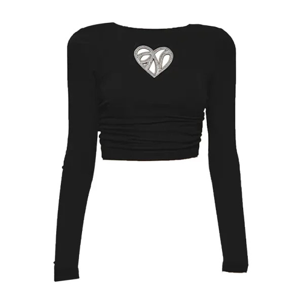 Y2K Aesthetic Backless T-Shirts - O-Neck Long Sleeve Crop Tops for Women