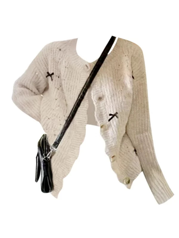 Y2K Aesthetic Bow Cardigan - Vintage Mori Girl Sweater for Women