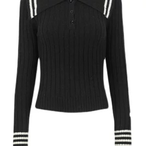 Y2K Aesthetic Cropped Sweater - Autumn Winter Women's Polo Collar Jumper - Korean Fashion Knitwear