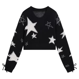 Y2K Aesthetic Cropped Sweater - Harajuku Chic Knitwear for Women