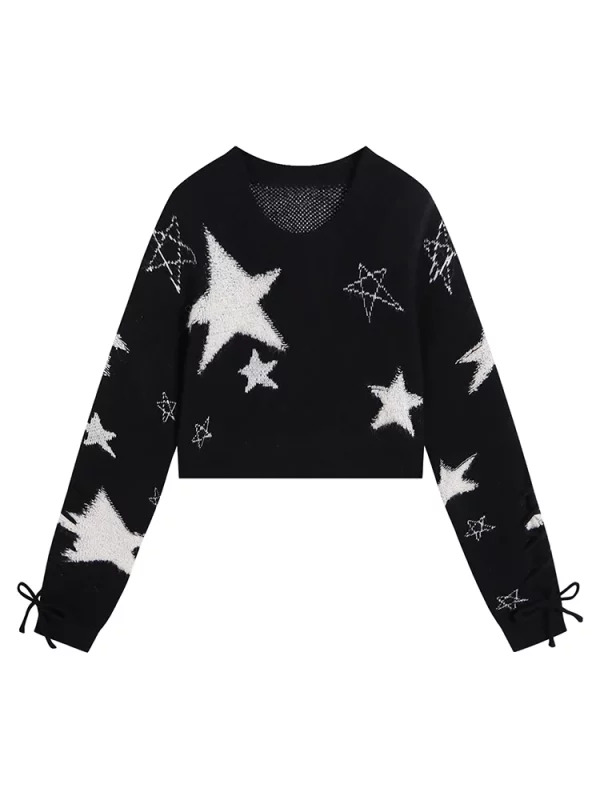 Y2K Aesthetic Cropped Sweater - Harajuku Chic Knitwear for Women