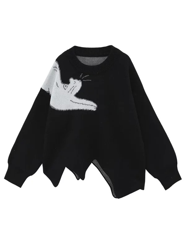 Y2K Aesthetic Cropped Sweater - Harajuku Streetwear Pullover for Women