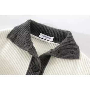 Y2K Aesthetic Dark Academia Cardigan: Contrast Color Single-breasted Sweater