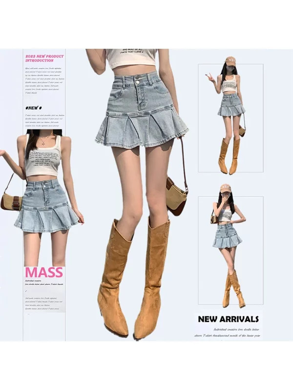 Y2K Aesthetic Denim Mini Skirt - Summer Party Jean with Grunge Design