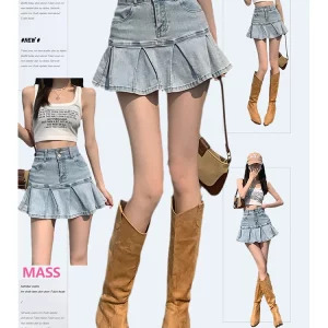 Y2K Aesthetic Denim Mini Skirt - Summer Party Jean with Grunge Design