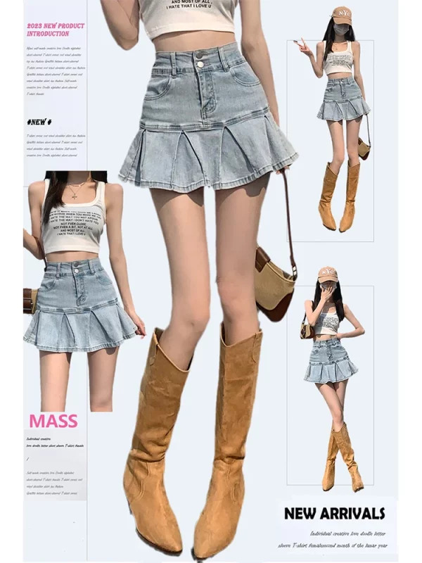 Y2K Aesthetic Denim Mini Skirt - Summer Party Jean with Grunge Design