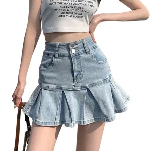 Y2K Aesthetic Denim Mini Skirt - Summer Party Jean with Grunge Design