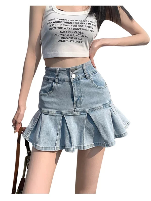 Y2K Aesthetic Denim Mini Skirt - Summer Party Jean with Grunge Design