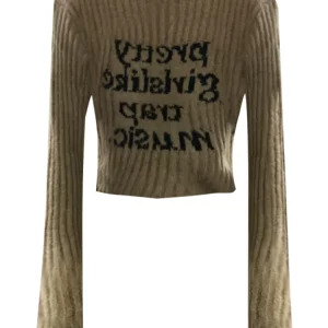 Y2K Aesthetic Embroidered Dark Academia Cropped Sweater - Autumn/Winter Fashion