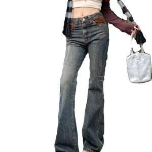 Y2K Aesthetic Flare Jeans - Vintage Bell Bottom Denim Pants for Women