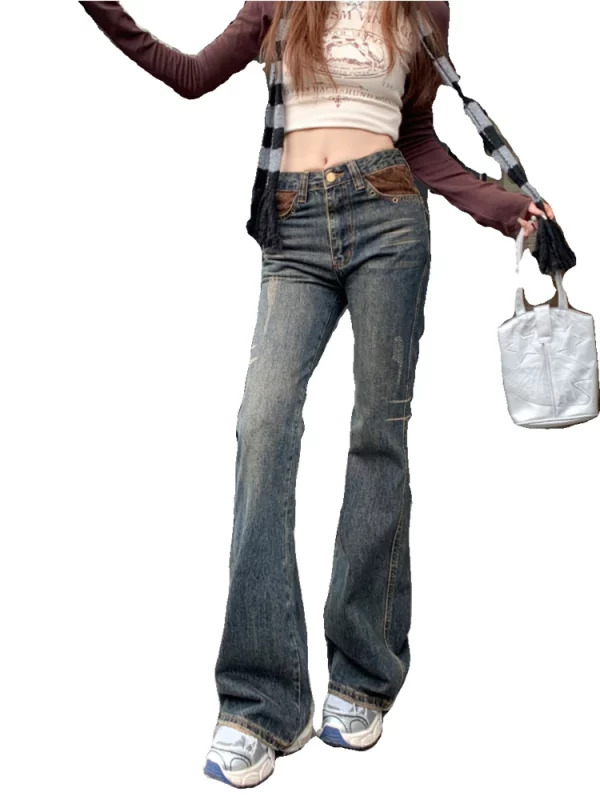 Y2K Aesthetic Flare Jeans - Vintage Bell Bottom Denim Pants for Women