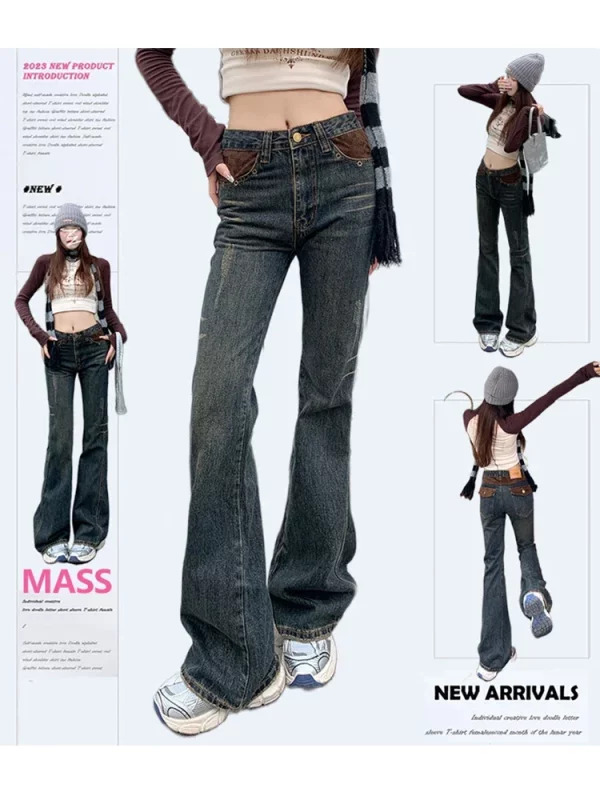 Y2K Aesthetic Flare Jeans - Vintage Bell Bottom Denim Pants for Women