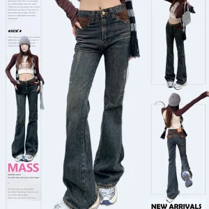 Y2K Aesthetic Flare Jeans - Vintage Bell Bottom Denim Pants for Women