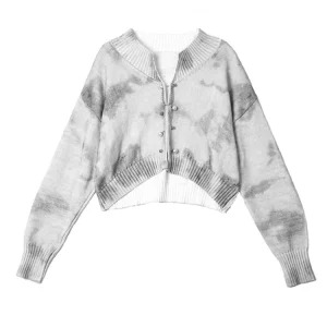 Y2K Aesthetic Gothic Tie Dye Cardigan Sweater - Harajuku Luxury Pullover